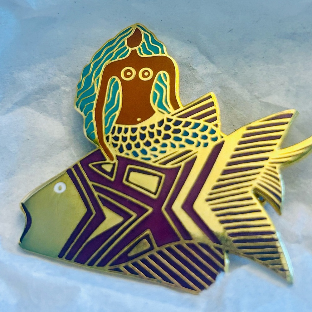 NEW YEAR Sale 💎SEA GODDESS Mermaid Rare Laurel Burch Signed Vintage Brooch 🧜‍♀️💎